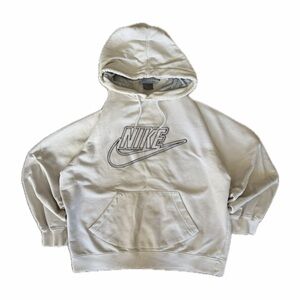 Vintage Nike Stitched Logo Cream Hoodie — Size Large